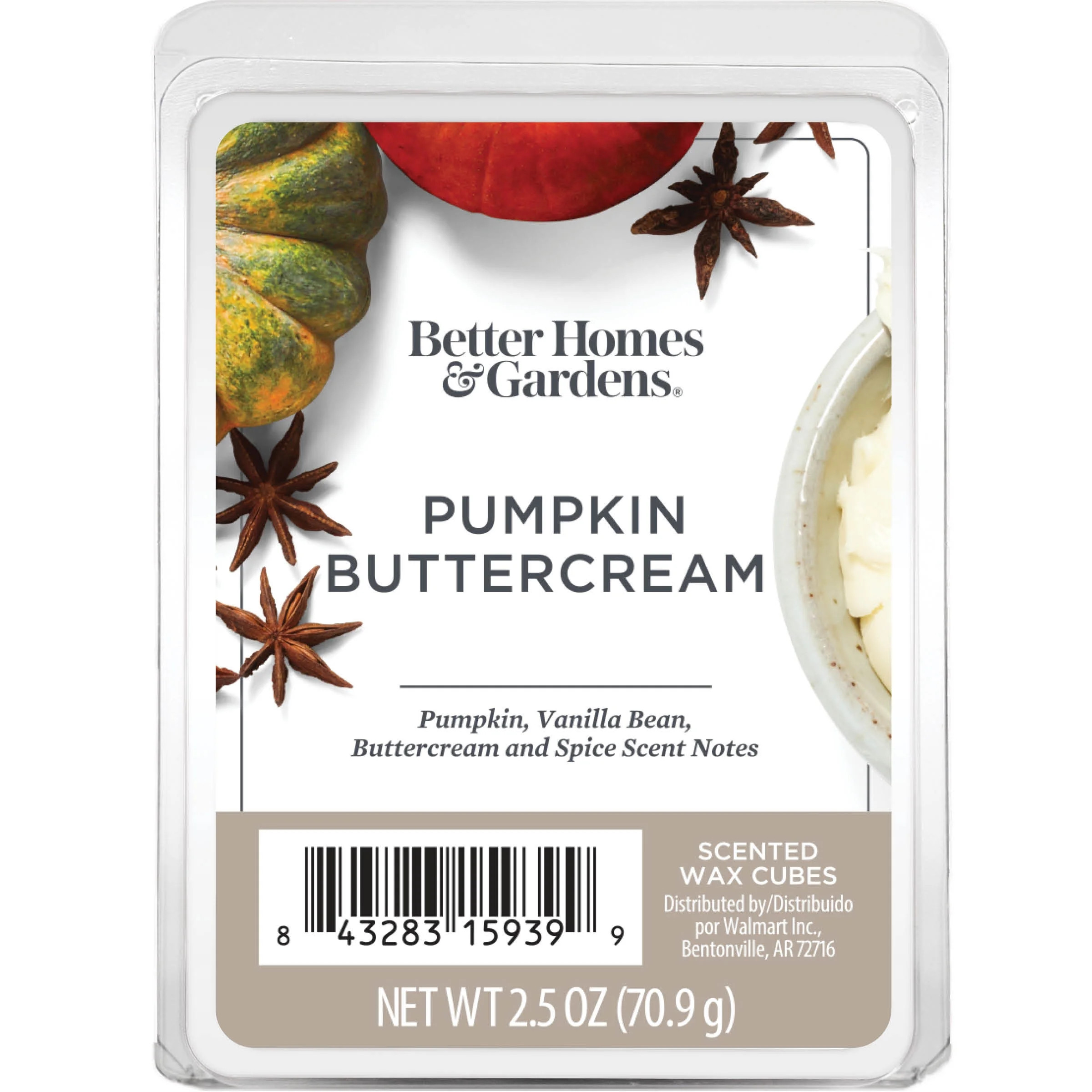 Pumpkin Buttercream Scented Wax Melts, Better Homes & Gardens, 2.5 oz (1-Pack) - Walmart.com | Walmart (US)