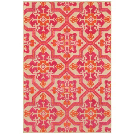 Sol 72 Outdoor™ Laub Oriental Sand/Pink/Orange Indoor / Outdoor Area Rug | Wayfair | Wayfair North America
