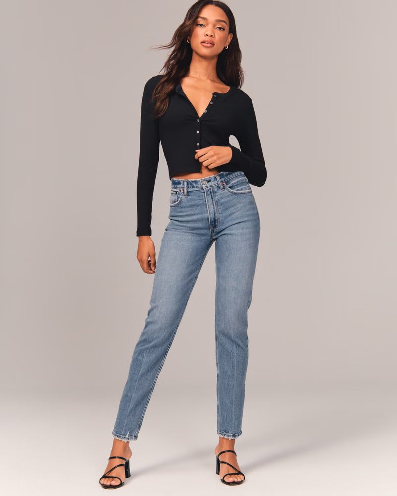 Women's High Rise Mom Jean | Women's | Abercrombie.com | Abercrombie & Fitch (US)