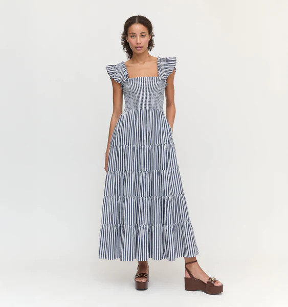 The Ellie Maxi Nap Dress - Navy Stripe | Hill House Home US