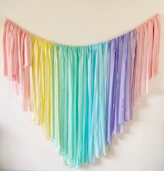 6 Feet Pastel Rainbow Backdrop Plastic Streamers/baby Shower - Etsy | Etsy (US)