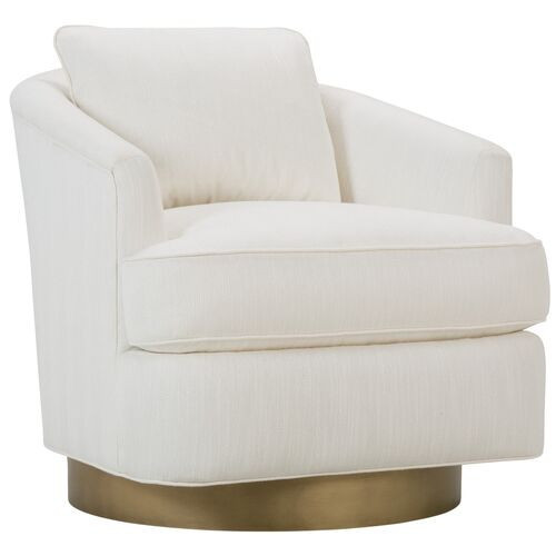 Brewer Swivel Chair - Chalk White Herringbone | Rotating Chair, Pivot Chair, Spin Chair - Sturdy, Comfortable | One Kings Lane