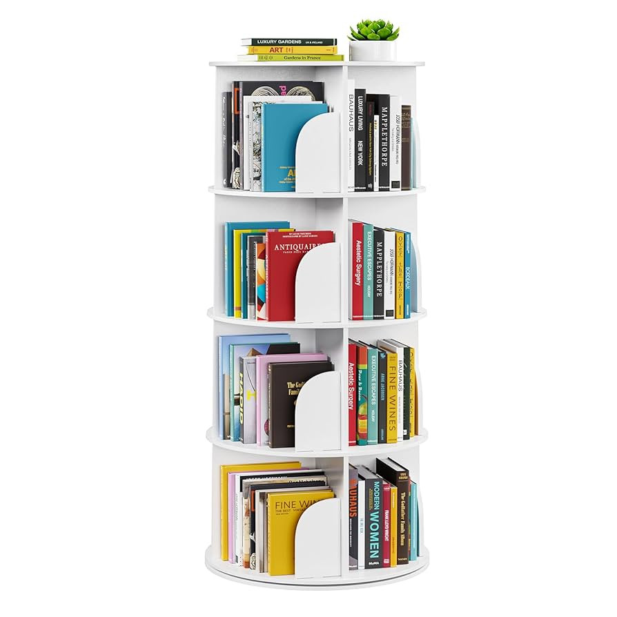 SpaceAid 4 Tier Rotating Bookshelf Tower, Spinning Bookcase Lazy Susan, Revolving 360 Book Shelf ... | Amazon (US)