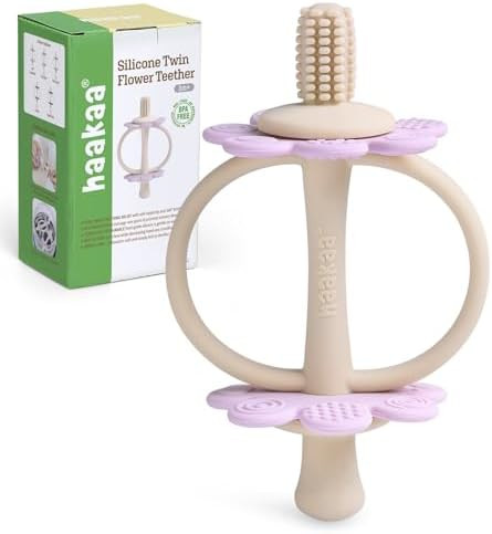 haakaa Silicone Twin Flower Teether,Nipple-Shaped End for Gum Massage,360° Baby Toothbrush Head ... | Amazon (US)