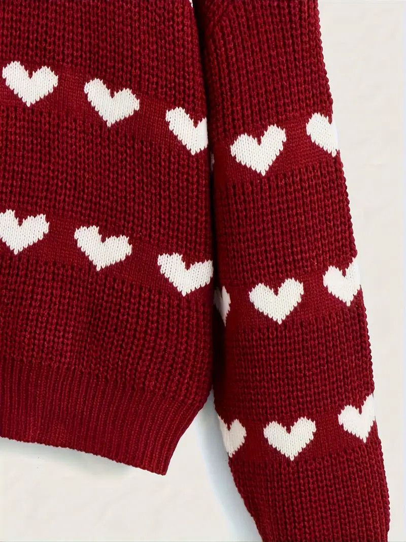 Heart Embroidery Loose Pullover Sweatshirt, Valentine's Day Long Sleeve Crew Neck Sweatshirt For ... | Temu Affiliate Program