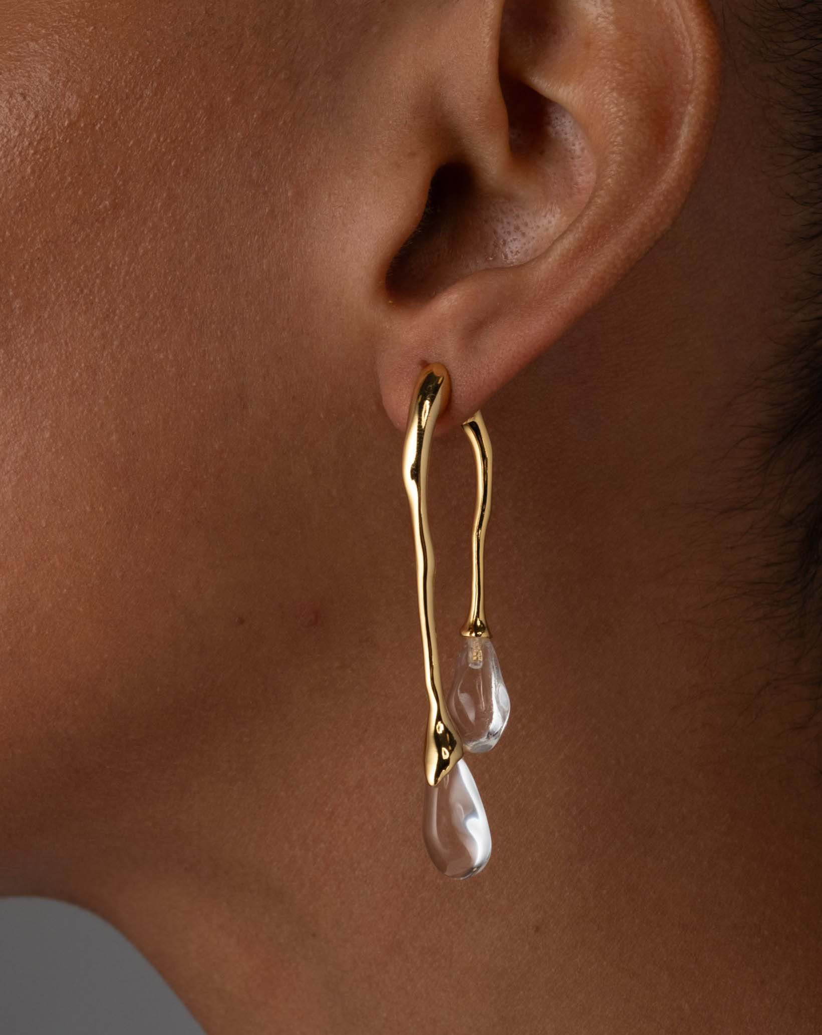 Lucite Front Back Double Drop Earrings - Clear | ALEXIS BITTAR | Alexis Bittar