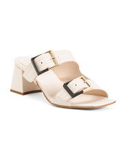 Made In Italy Leather Foulard Buckle Heel Sandals | TJ Maxx