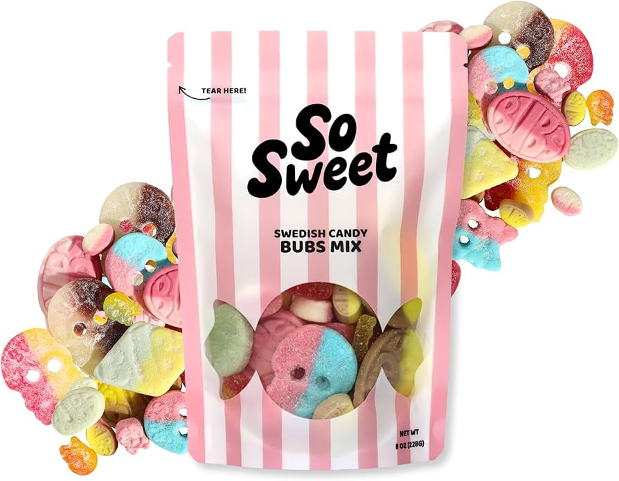 Bubs Swedish Candy Mix 1/2lb – Famous Vegan Sweet & Sour Swedish Gummies With Big Ovals, Skulls... | Amazon (US)