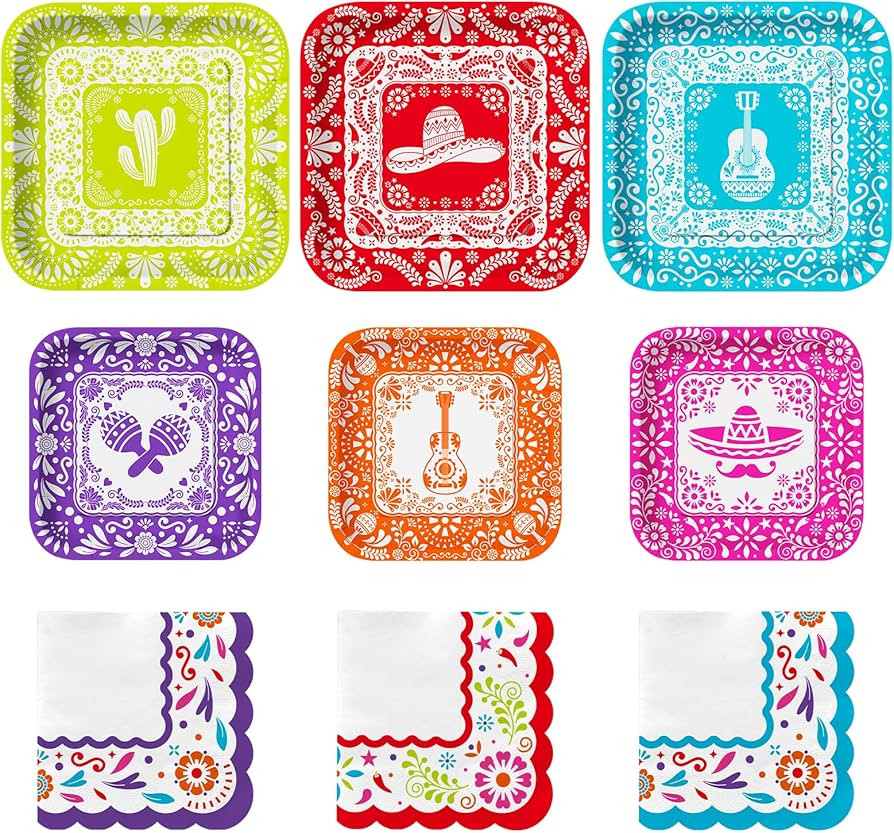 Fiesta Party Supplies Kit for 48: Complete Mexican Celebration Pack with Dinner & Dessert Paper P... | Amazon (US)