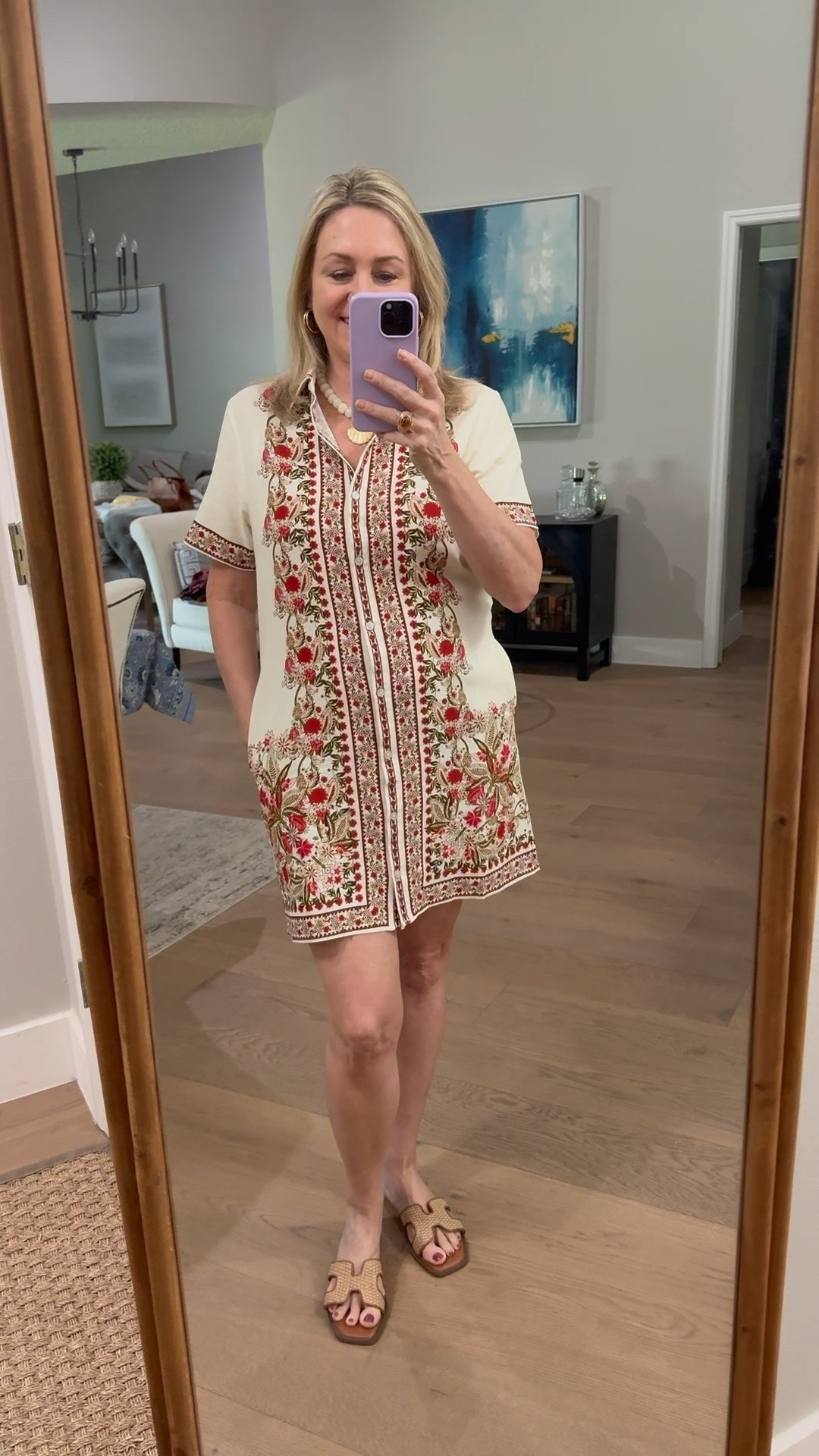 I love the print on this cute summer shirt dress. Linen blend dress, summer outfit. ￼

#LTKootd #LTKdayinmylife #LTKSeasonal