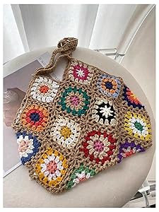 SweatyRocks Women's Floral Crochet Beach Bag Top Handle Vacation Boho Shoulder Handbags | Amazon (US)