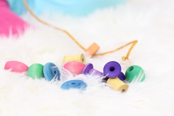 Wood Lacing Toy and Threading Toy Wooden Bead Stringing Set | Etsy | Etsy (US)