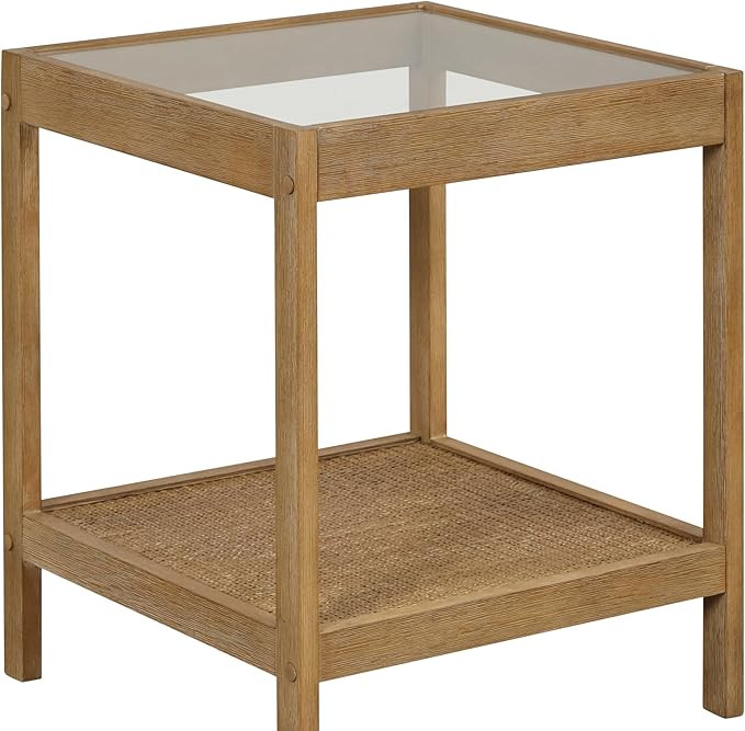 Nathan James Hayes Glass Coffee Table and Side Table Set with Rattan Bottom Shelf, Bohemian 3-Pie... | Amazon (US)