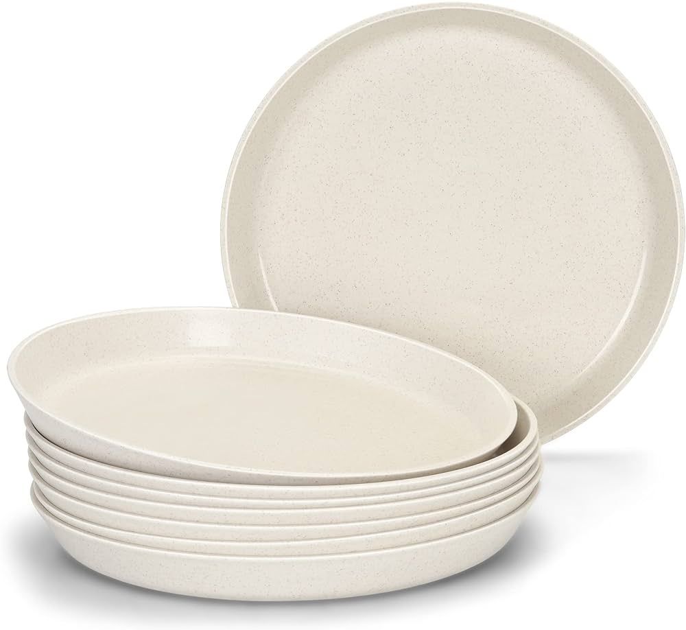 Homestockplus 9 Inch Dinner Plates,BPA-Free Wheat Straw Plates,Off White Plate Set Dishwasher and... | Amazon (US)