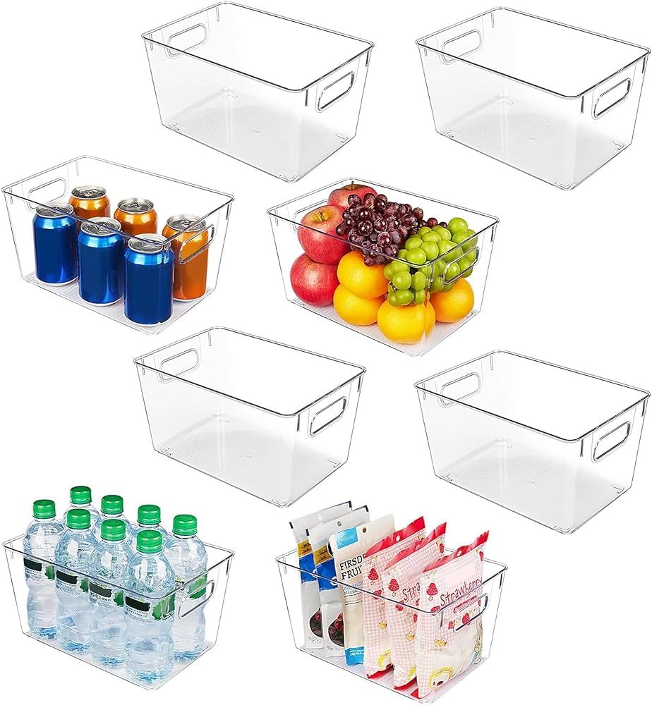 Vtopmart Clear Plastic Pantry Organizer Bins, 8 PCS Food Storage Bins with Handle for Refrigerato... | Amazon (US)