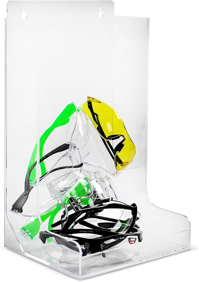 BISupply Clear Safety Glasses Organizer Storage Dispenser Case - 14.8in Acrylic Wall Dispenser fo... | Amazon (US)
