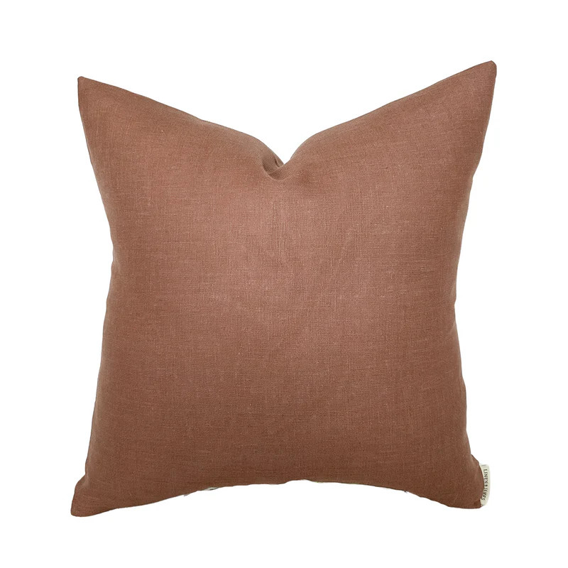 Gavin | Cognac Brown Linen Pillow Cover | Linen and James
