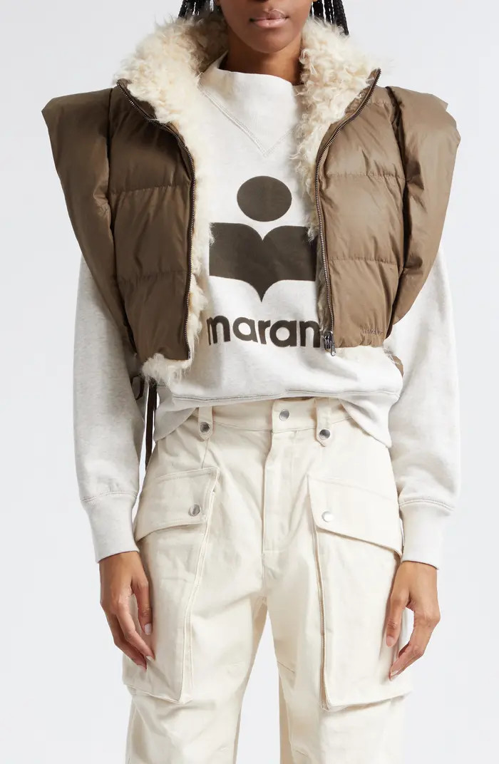 Hoodiali Mixed Media Faux Shearling Puffer Vest | Nordstrom