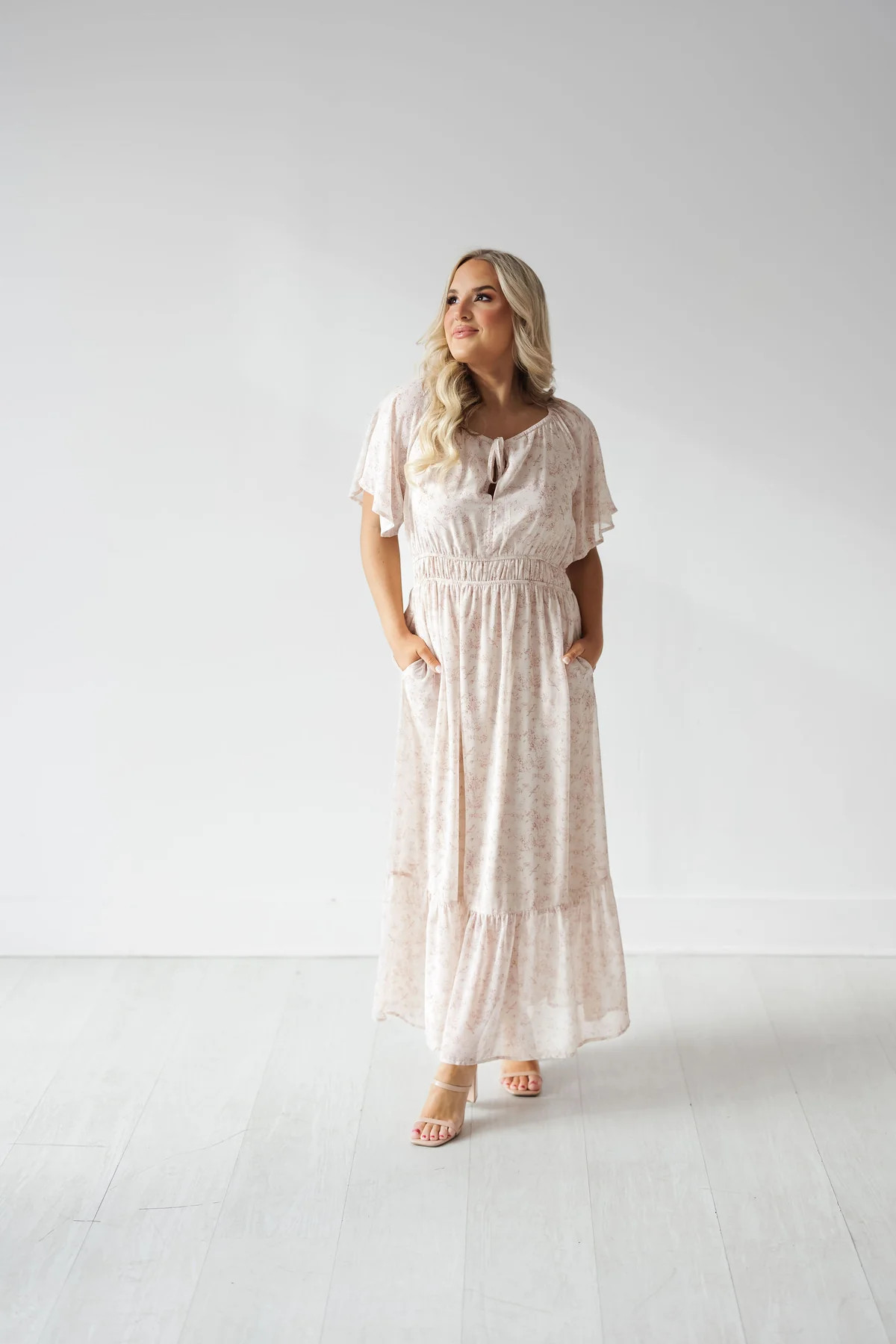 Sophia Dress - Mauve/Cream | Landry Kate