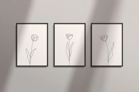 Tulip Flower One Line Drawing Set of 3 Minimalist Printable | Etsy | Etsy (US)
