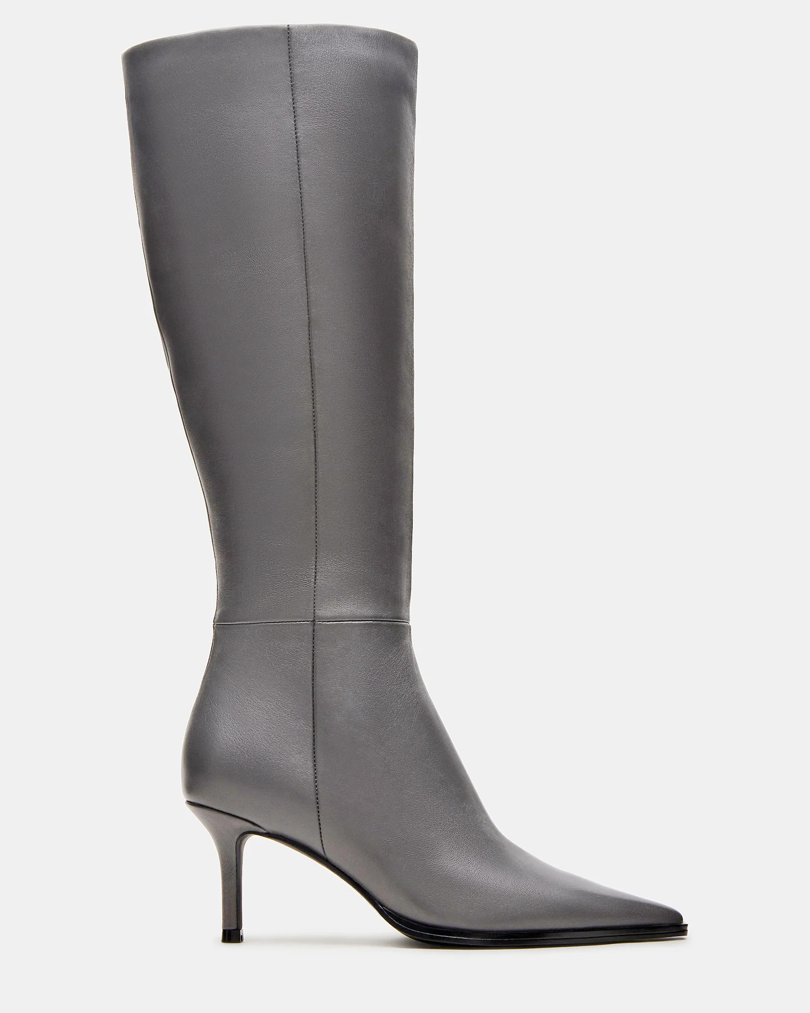 LINGO Grey Leather Pointed-Toe Knee-High Women's Boot | Steve Madden (US)