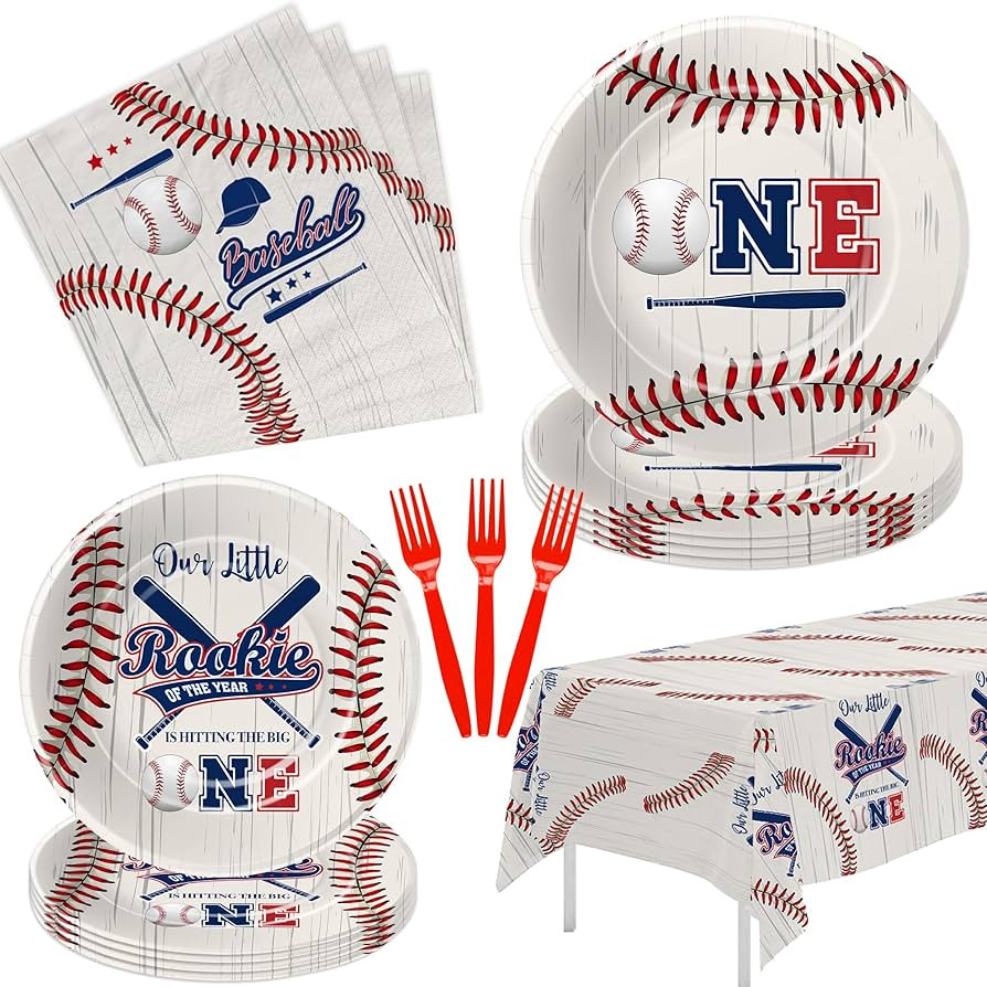 Baseball Rookie of The Year 1st Birthday Decorations Tableware - Baseball First Birthday Party Su... | Amazon (US)