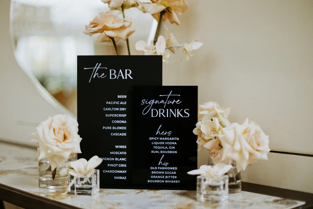 Black Acrylic Wedding Bar Menu Wedding Bar Sign Signature Drinks Sign Wedding Cocktails Wedding R... | Etsy (US)