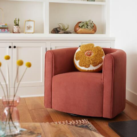 Velvet Stella Upholstered Swivel Chair | World Market