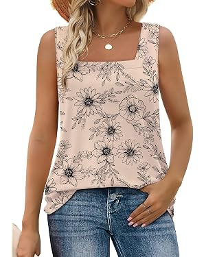 WIHOLL Women's Square Neck Tank Top | Amazon (US)