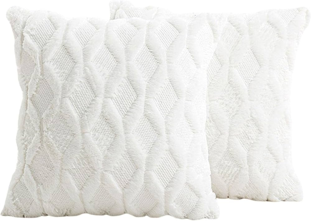 FAKEME Pacote com 2 capas decorativas de veludo de lã curta macia de pelúcia luxuosa capa de al... | Amazon (BR)