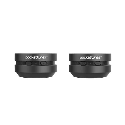 pockettunes Bluetooth Speaker, Bone Conduction Portable Wireless Speaker with Louder Volume, Crystal Clear Sound, Rich Bass, Mini Music Player for Home, Outdoor, Party Pack of 2 (Black) | Amazon (US)