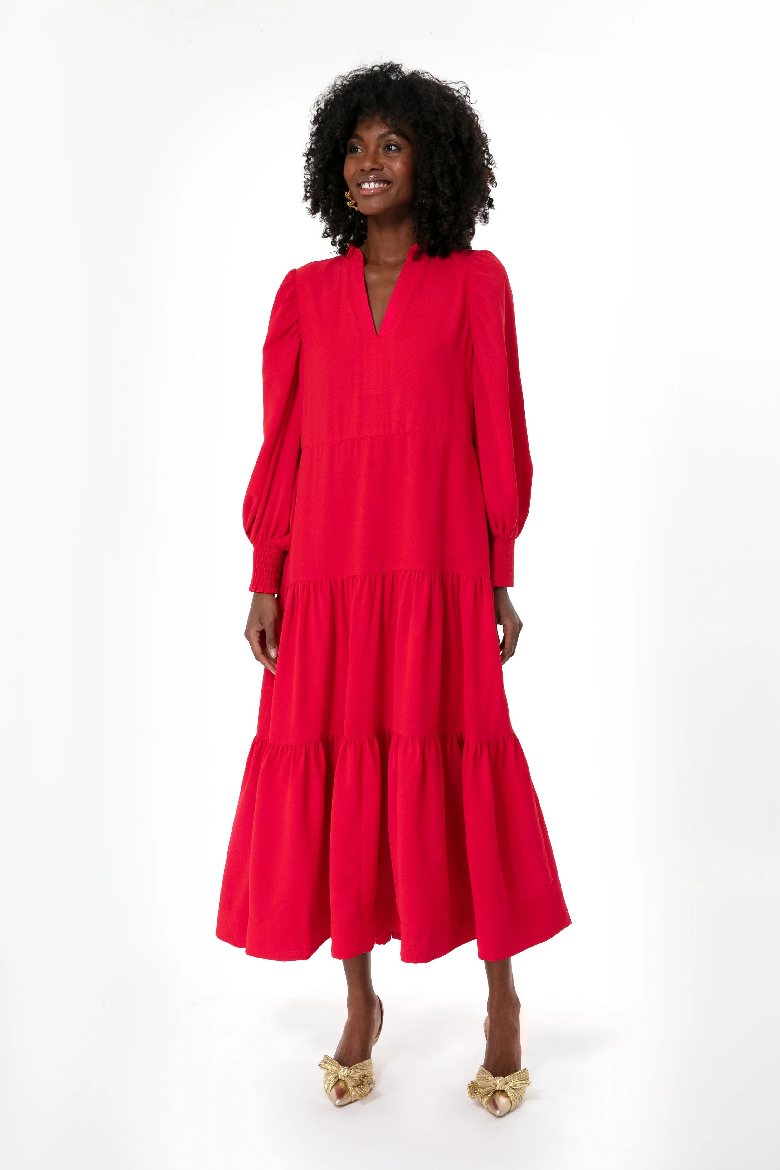 Red Tiered Geneva Dress | Tuckernuck (US)