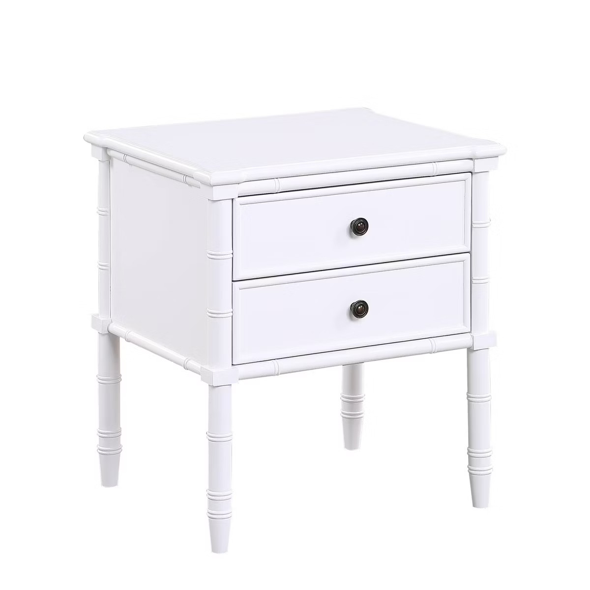 Comfort Pointe Ellison Nightstand White: Coastal Style, 25" Tall, 2 Drawers, MDF & Poplar Frame | Target