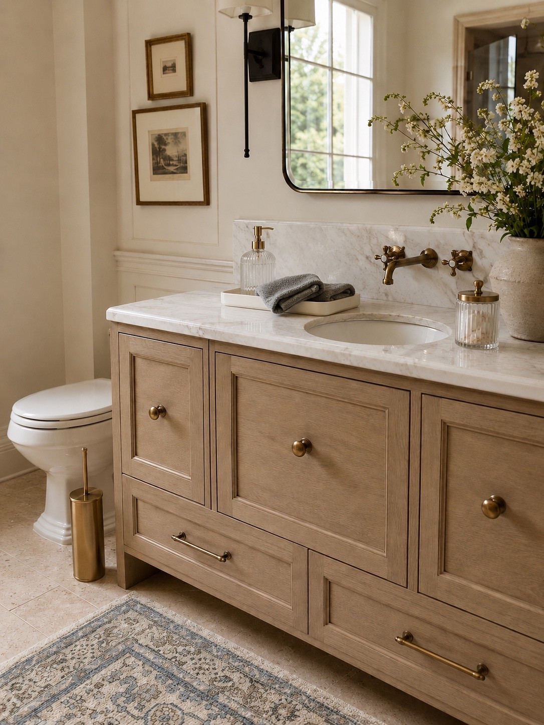Target Bathroom Refresh: Designer Style for Less ✨

Sometimes the smallest updates make the biggest impact. This beautiful Target bathroom setup combines warm wood tones, marble-inspired surfaces, brass accents, and soft neutral decor to create a timeless, elevated look that feels straight out of a designer home.

From the vintage-inspired rug to the glass accessories and elegant brass details, these affordable Target finds instantly make the space feel more polished and inviting.

Follow @farmtotablecreations on Instagram for more cozy home finds and trending decor.

#LTKHome #TargetHome #TargetFinds #TargetStyle #BathroomDecor #BathroomRefresh #NeutralHome #CozyHome #HomeDecorFinds #BathroomInspo #DesignerInspired #TargetDecor #HomeStyling #TraditionalHome #LTKSaleAlert #FarmhouseStyle #TimelessDecor #HomeRefresh #InteriorInspiration #TargetDeals

#LTKSaleAlert #LTKHome