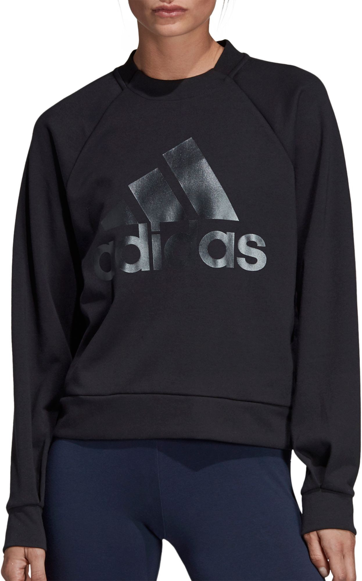 adidas Women's ID Glory Crewneck Sweatshirt, Size: XS, Black | Dick's Sporting Goods