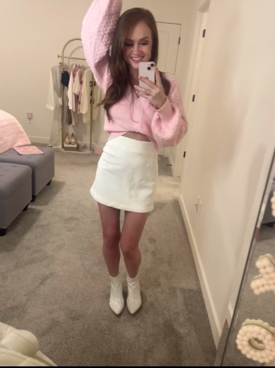 I absolutely love this pink sweater and it’s even prettier in person! I buttoned it up into my bra here to make it more of a crop top.

This would be a super cute Galentines outfit, a special date outfit with  your significant other or just a cute outfit for any day!
🤍
Valentines outfit, Pink sweater, Valentine’s Day sweater 

#LTKfindsunder50 #LTKsalealert #LTKstyletip
