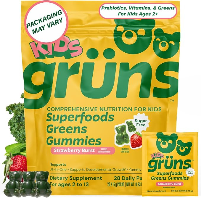 Gruns Superfood Gummies Multivitamin for Kids, Sugar-Free, 28 ct | Amazon (US)