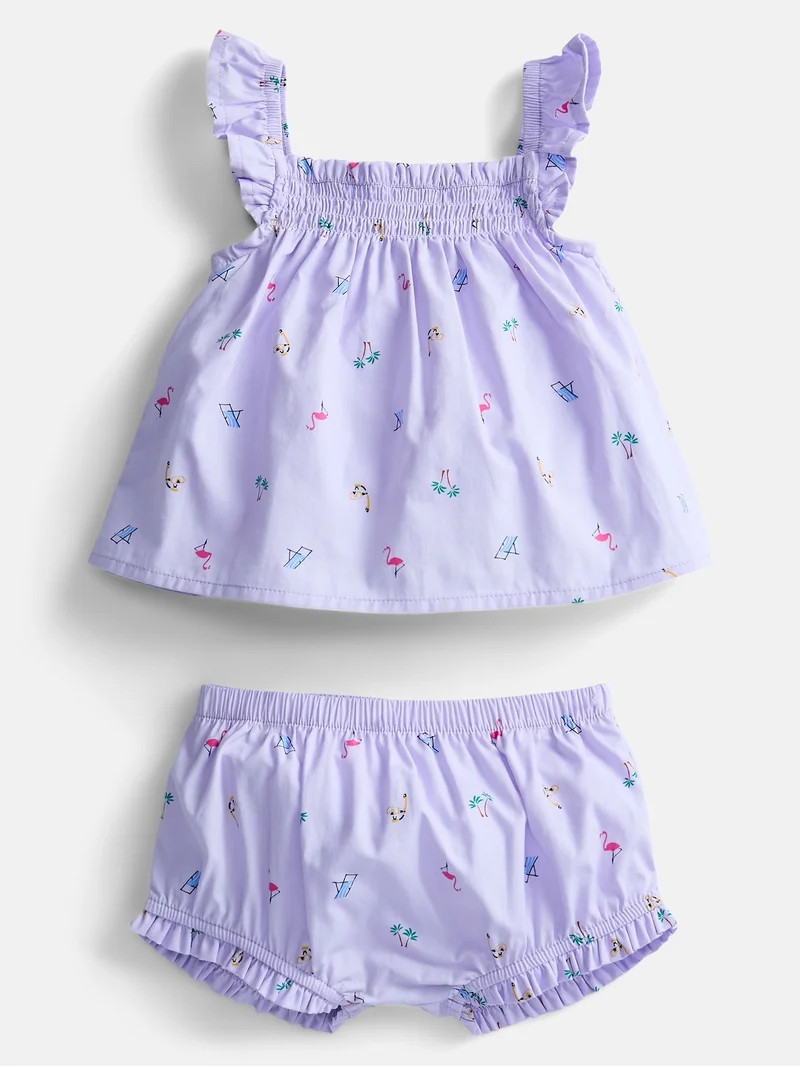 Wonder Nation Baby Girls Printed Tank Top and Matching Shorts Set, 2-Piece, Sizes 0/3M-24M | Walmart (US)