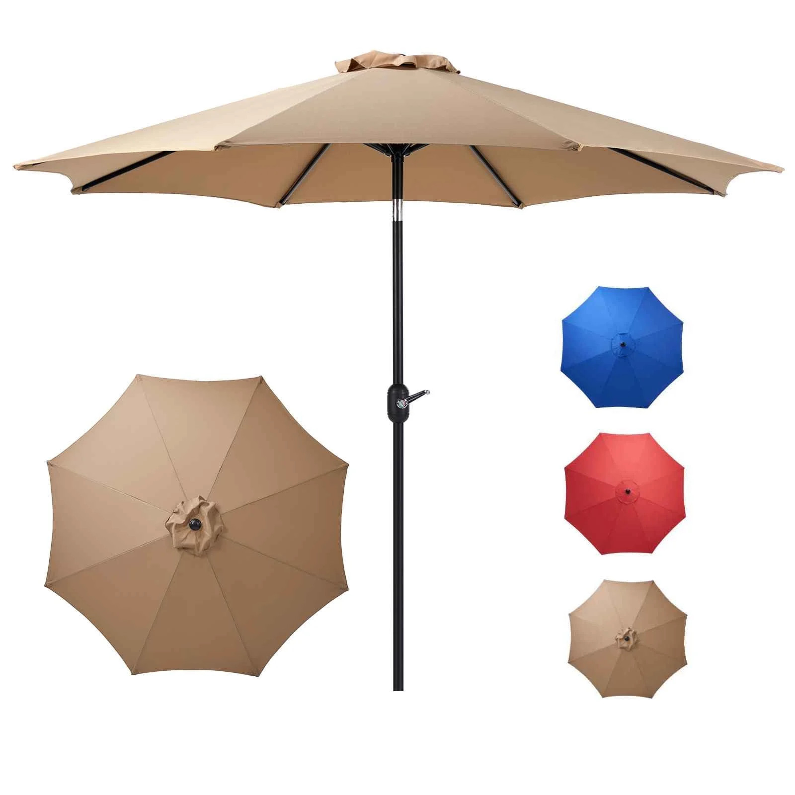 edx 9-FT Outdoor Patio Umbrella with Push Button Tilt and Crank, Patio Table Market Umbrella with... | Walmart (US)