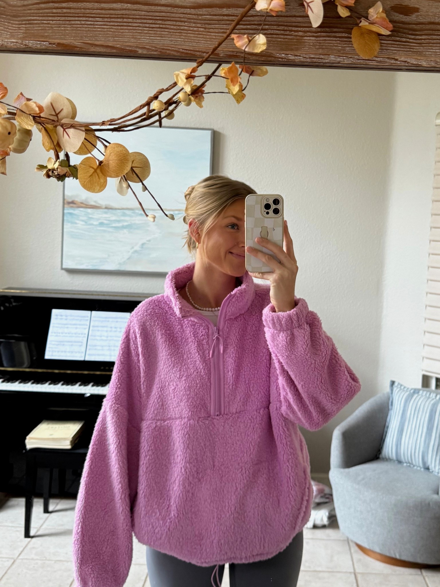 $10 Sherpa half zip you need to add to your cart now 🤩 I grabbed this in white too and it’s so cute 🎄🫶🏻 sized up to an XL to be oversized!! 