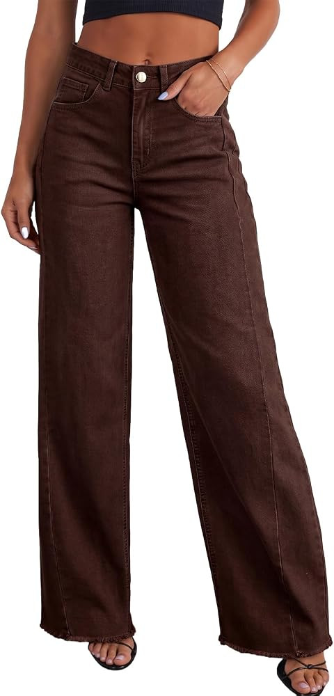 Sidefeel Women's Wide Leg Jeans High Waisted Stretchy Denim Pants | Amazon (US)