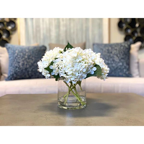 Faux Hydrangea Arrangement in Vase | Wayfair North America