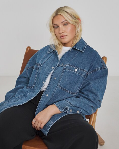 Simply Be Mid Wash Denim Workwear Jacket | JD Williams (UK)