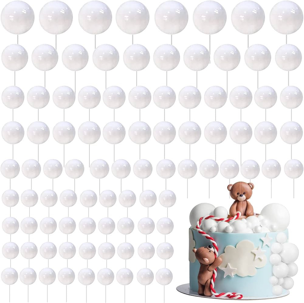 Tondiamo 108 Pcs Balls Cake Topper Balloons Cupcake Topper DIY Cake Insert Topper Foam Cake Balls... | Amazon (US)