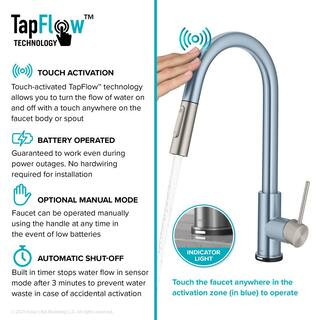 Oletto Single Handle Touch Pull Down Sprayer Kitchen Faucet in Matte Black | The Home Depot