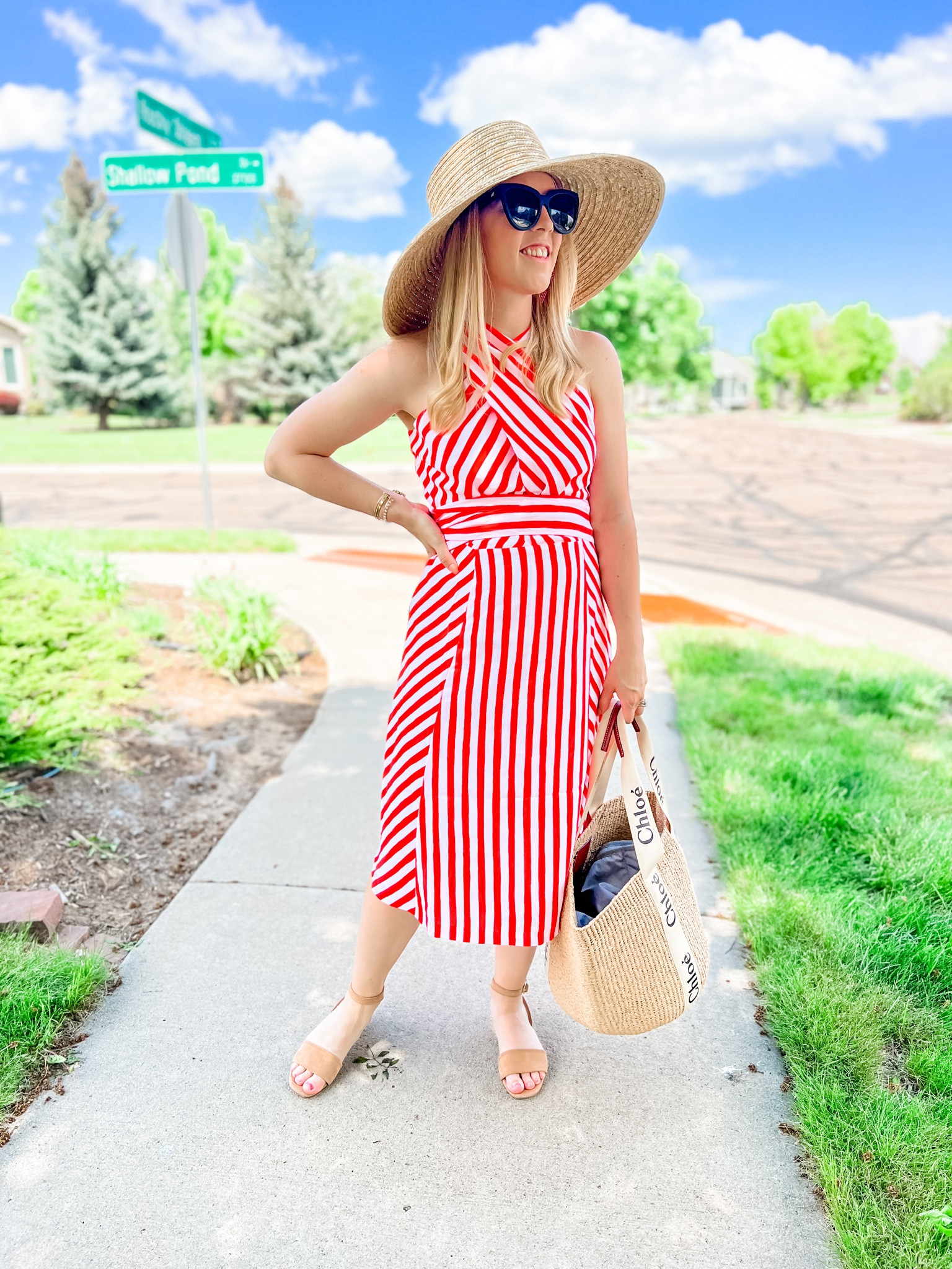 Striped dress is 40% off! Wearing 4 petite and it runs large through the chest. 

Summer dress. Memorial Day. 4th of July. Striped dress. Petite. Petite dress. Halter dress. Weekend outfit. Ann Taylor. Casual. Summer. Women’s dress. 

#LTKsalealert