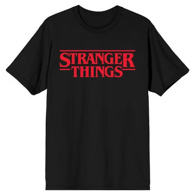 Stranger Things Classic Logo Tee - Black Short Sleeve T-Shirt-Medium | Target