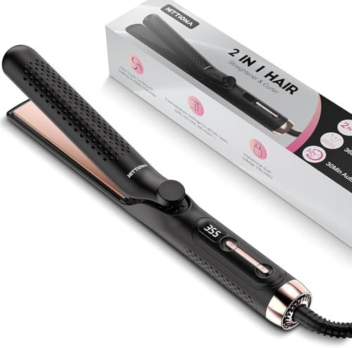 360° Airflow Styler Curling Iron, 2 in 1 Hair Straightener and Curler with Vented Cool Air to Lock in Style, 1.25 Inch Extra Long Flat Iron Curling Iron in One, Dual Voltage for Travel, LCD Display | Amazon (US)