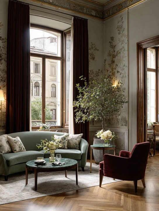Steal this timeless Parisian decorating secret: the Rule of Two.

One of the reasons European interiors feel so effortlessly beautiful is that colors and materials are repeated intentionally throughout the room.

Not once.

At least twice.

In this space, the sage green sofa isn't standing alone.

It's beautifully echoed by the emerald-toned marble coffee table.

The rich burgundy accent chair isn't standing alone either.

It's repeated through the floor-length velvet curtains that frame the room and create an elegant wall of color.

This is what we call the Rule of Two.

Choose a color, texture, or material and repeat it throughout the space.

Two times.
Three times.
Sometimes even five.

The result feels cohesive, balanced, and professionally designed without looking overly coordinated.

And if you're looking for a color combination that's bold, sophisticated, and timeless, it's hard to beat sage green and burgundy.

The sage green brings calmness, nature, and softness.

The burgundy adds depth, warmth, and a touch of luxury.

Together, they create a room that feels rich, elegant, and inviting.

Complete the look with an indoor tree, layered textures, and a beautiful coffee table, and you've created the kind of space you'd expect to find in a charming Paris apartment overlooking a quiet boulevard.

At Elegant & Driven, we believe beautiful homes aren't created by adding more.

They're created by repeating the right things.

✨ The Rule of Two.
✨ Sage green and burgundy.
✨ Parisian-inspired elegance.

Which color catches your eye first—the sage green sofa or the burgundy velvet accents?

#ParisianStyle #SageGreenDecor #BurgundyDecor #VelvetCurtains #InteriorDesign #LivingRoomInspiration #EuropeanInteriors #HomeDecorIdeas #ElegantHome #ElegantAndDriven 

 #LTKHome