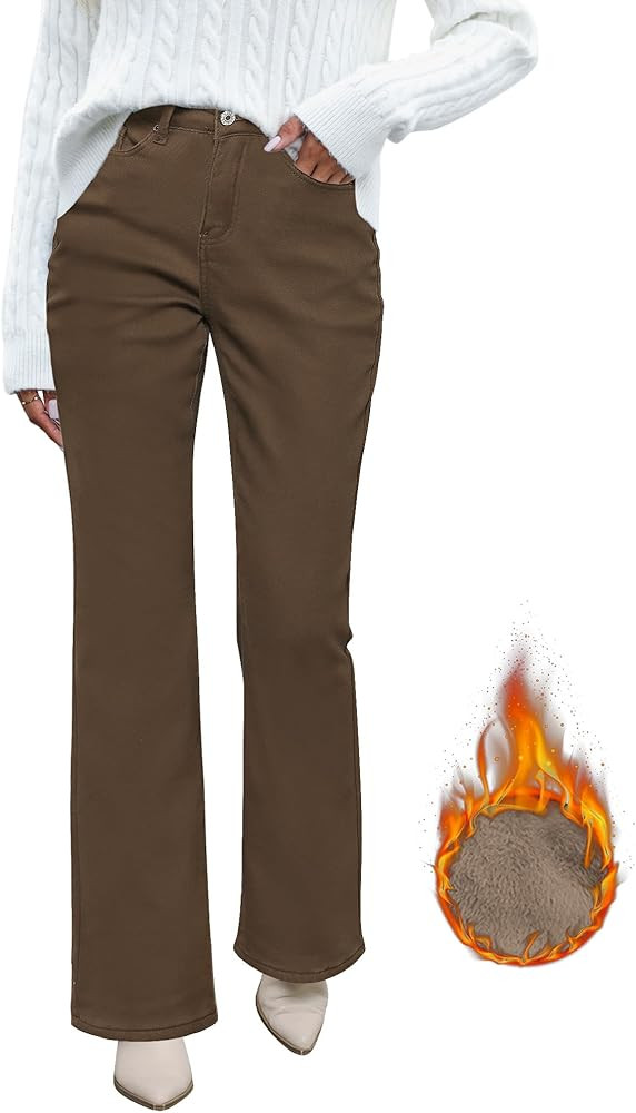 GRAPENT Bootcut Jeans for Women High Waist Stretchy Fleece Lined Pants Flare Jeans Denim Thermal ... | Amazon (US)